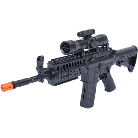 UK Arms Airsoft Mini M4 SIR Spring Powered Rifle w/ Scope - BLACK