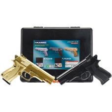 UK Arms Airsoft 2 Spring Pistol Combo Pack - BLACK/GOLD