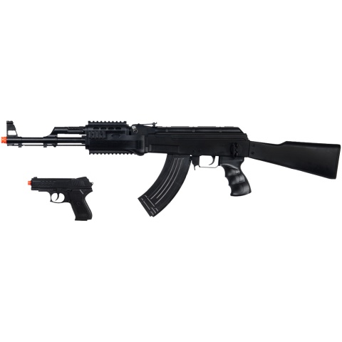 UK Arms Airsoft Tactical AK47 w/ Pistol Combo - BLACK