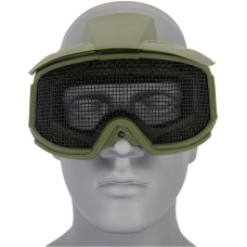 AMA 2610G Plastic Face Mask w/ Metal Mesh Lens, Visor - OD GREEN