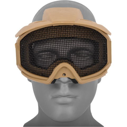 AMA 2610T Plastic Face Mask w/ Metal Mesh Lens, Visor - TAN