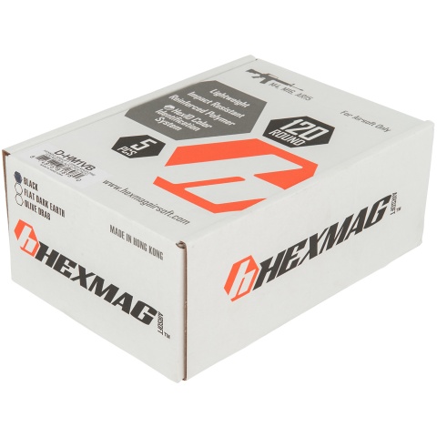 Dytac HexMag Licensed Airsoft 5-Pack M4/M16 120rd Magazines - BLACK