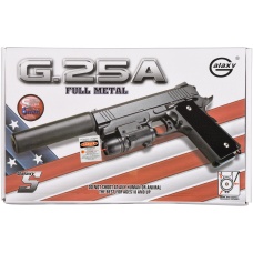 Galaxy Airsoft Metal Spring Pistol w/ Laser & Suppress - GREY