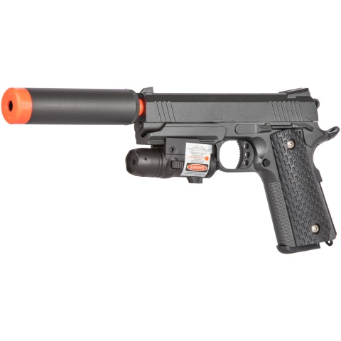 Galaxy Airsoft Metal Spring Pistol w/ Laser & Suppress - GREY
