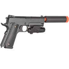 Galaxy Airsoft Metal Spring Pistol w/ Laser & Suppress - GREY