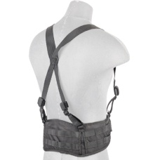 Lancer Tactical Nylon MOLLE Harness Battle Belt w/ Suspenders - BLACK