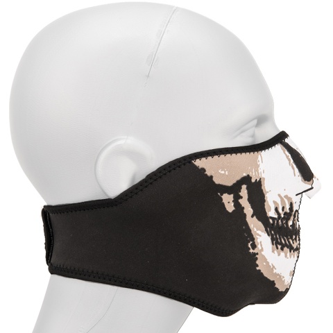 AMA Tactical Airsoft Neoprene Half Face Skull Mask - BLACK