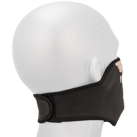 AMA Tactical Airsoft Neoprene Half Face Skull Mask - BLACK