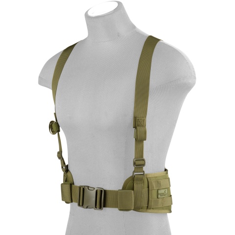 Lancer Tactical Low Profile MOLLE Harness Battle Belt - OD GREEN
