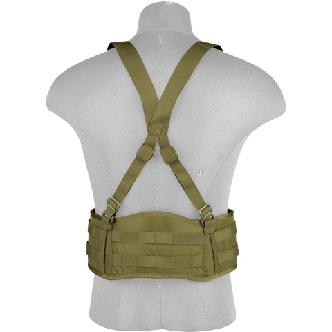 Lancer Tactical Low Profile MOLLE Harness Battle Belt - OD GREEN