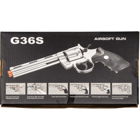 UK Arms Airsoft G36S Spring Revolver Pistol - Silver