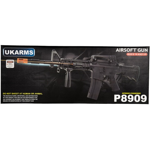 UK Arms P8909 Spring Rifle w/ Handgrip, Laser, and Flashlight - BLACK