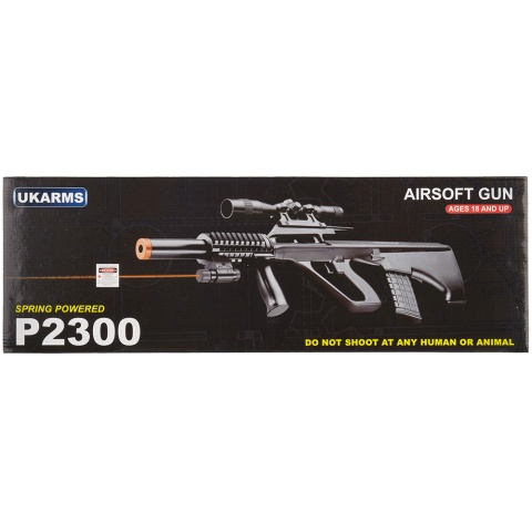 UK Arms P2300 AUG Spring Power Airsoft Rifle w/ Laser and Scope (Color: Black)