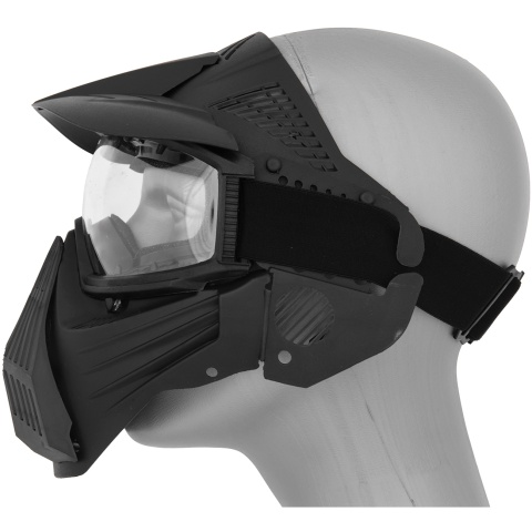 AMA Tactical Full Face Airsoft Mask w/ Eye Safety & Visor - BLACK