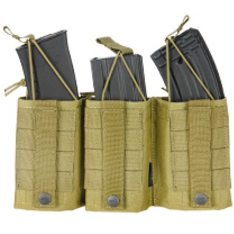 AMA Tactical Airsoft M4 Triple Wedge Mag Pouch - KHAKI