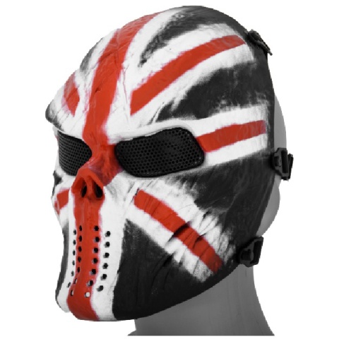 AMA Full Face Mesh Villain Skull Mask - UK FLAG