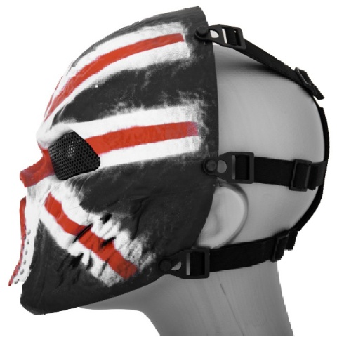 AMA Full Face Mesh Villain Skull Mask - UK FLAG