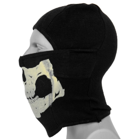 AMA Tactical Winter Glow-in-Dark Skull Balaclava - BLACK