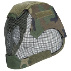 AMA Tactical V6 Strike Full Face Wire Mesh Mask - WOODLAND CAMO