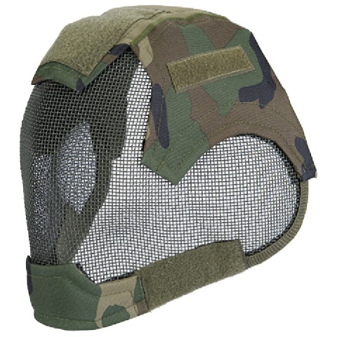 AMA Tactical V6 Strike Full Face Wire Mesh Mask - WOODLAND CAMO