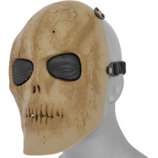 AMA Tactical Full Face Mesh Scarred Skull Mask - SILVER/BLACK