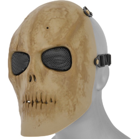 AMA Tactical Full Face Mesh Scarred Skull Mask - SILVER/BLACK