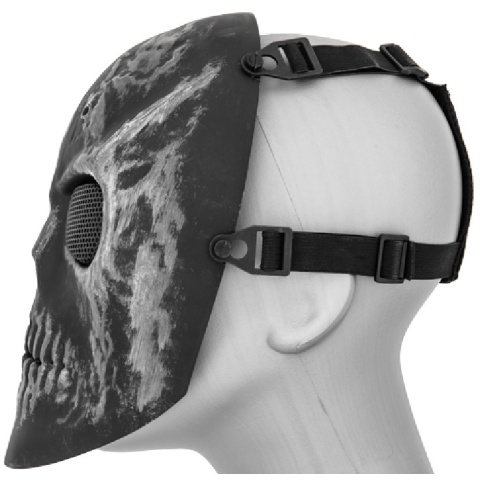 AMA Full Face Scarred Skull Mask - SILVER/BLACK