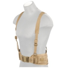 Lancer Tactical Low Profile MOLLE Battle Belt w/ Suspenders - TAN