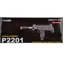 UK Arms Airsoft Spring Uzi Submachine Gun w/ Laser Sight - BLACK