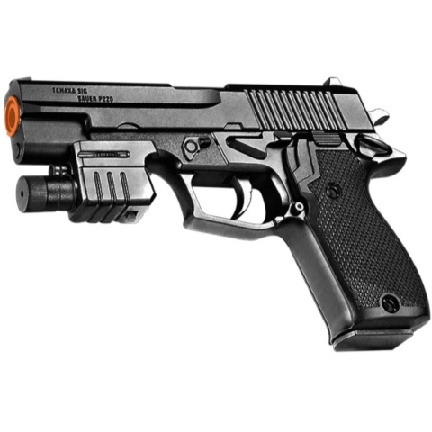 AMA Airsoft Spring Powered Pistol w/ Flashlight (Color: Black)