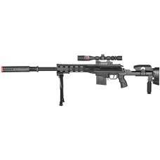 UK Arms P2668 Tactical Spring Powered Airsoft Sniper Rifle w/ Scope & Bipod (Color: Black)