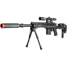 UK Arms P2668 Tactical Spring Powered Airsoft Sniper Rifle w/ Scope & Bipod (Color: Black)