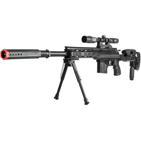 UK Arms P2668 Tactical Spring Powered Airsoft Sniper Rifle w/ Scope & Bipod (Color: Black)