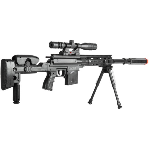 UK Arms P2668 Tactical Spring Powered Airsoft Sniper Rifle w/ Scope & Bipod (Color: Black)