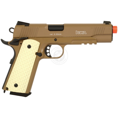 KWA Full Metal M1911 MKII PTP Gas Blowback Pistol w/ Railed Frame in Desert Tan