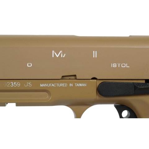 KWA Full Metal M1911 MKII PTP Gas Blowback Pistol w/ Railed Frame in Desert Tan