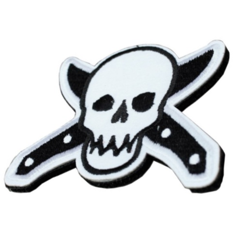 AMA Airsoft Knife And Skull Flexible Fabric Patch - BLACK
