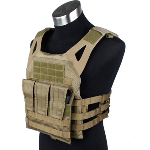 AMA Airsoft 1000D Tactical Vest w/ Dummy Plates Mag Pouches (Khaki)