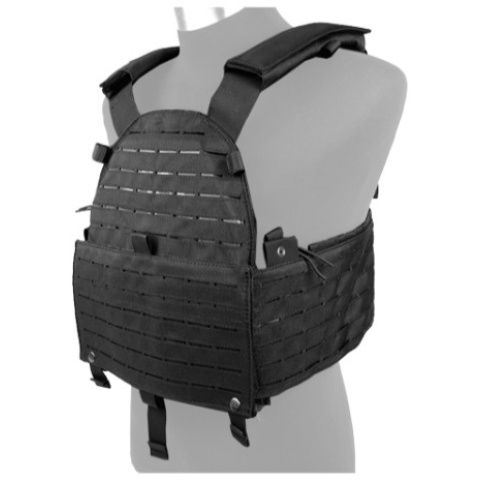 AMA 500D Nylon Hypalon Tactical Vest Laser Cut MOLLE Vest (Black)