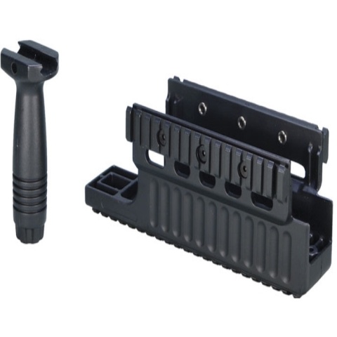 ARES Metal M60/MK43 Airsoft Handguard w/ Vertical Foregrip - BLACK