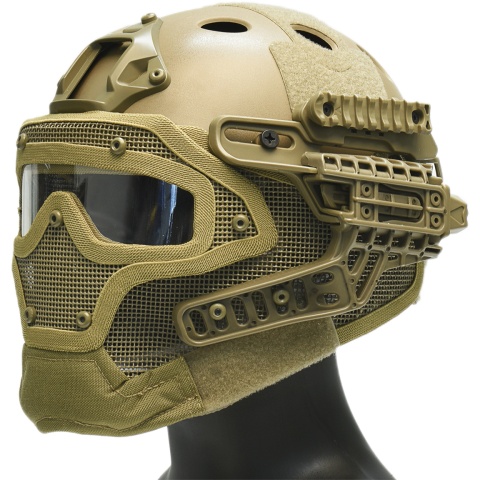G-Force G4 System Nylon BUMP Helmet Mask w/ Goggles - TAN