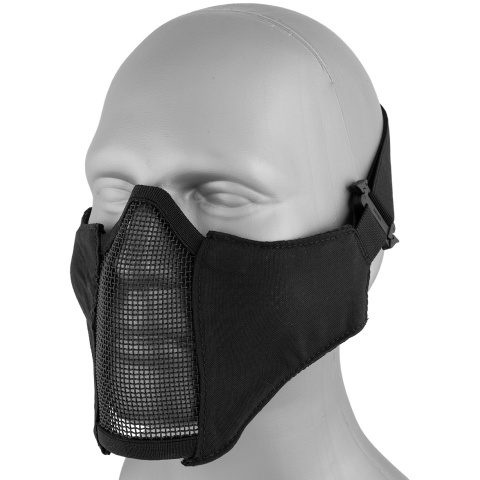 AMA Nylon PDW Mesh Mercenary Airsoft Half Mask - BLACK