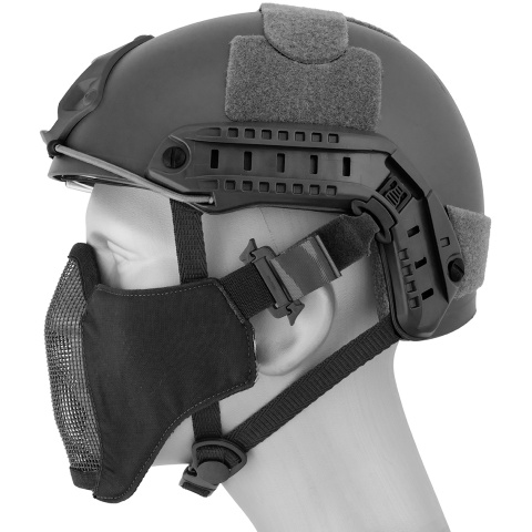 AMA Nylon PDW Mesh Mercenary Airsoft Half Mask - BLACK