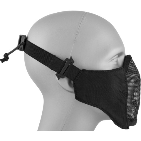 AMA Nylon PDW Mesh Mercenary Airsoft Half Mask - BLACK