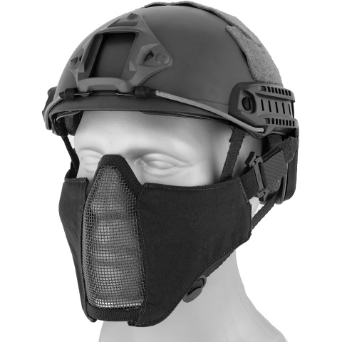 AMA Nylon PDW Mesh Mercenary Airsoft Half Mask - BLACK