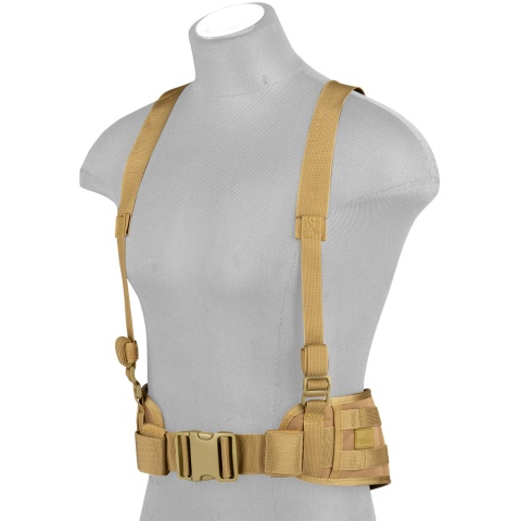 Lancer Tactical MOLLE Battle Belt w/ Suspenders - TAN