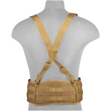 Lancer Tactical MOLLE Battle Belt w/ Suspenders - TAN