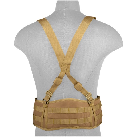 Lancer Tactical MOLLE Battle Belt w/ Suspenders - TAN