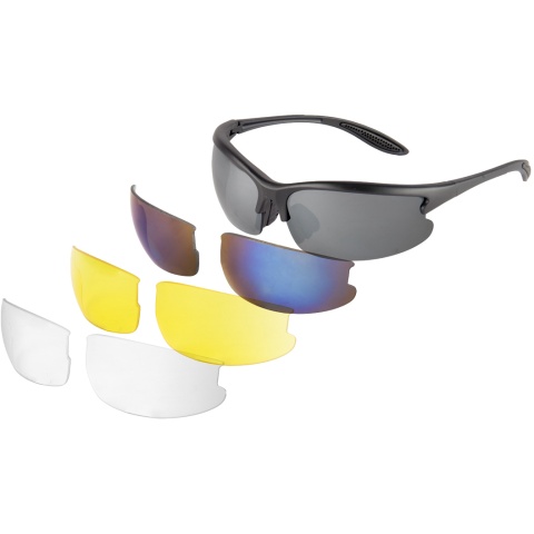 Lancer Tactical Outdoor Sunglasses w/ Interchangeable Lens - BLACK