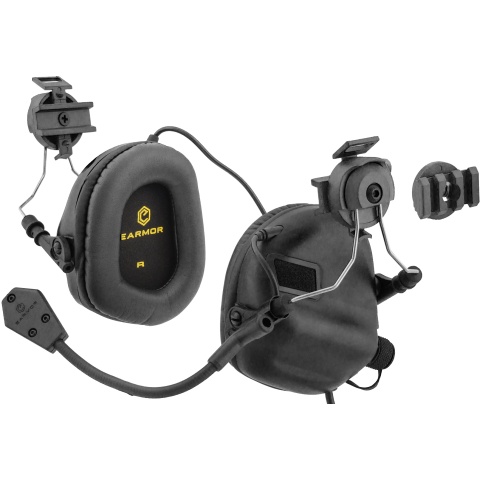 Earmor M32H Tactical Earmuffs for FAST MT Helmets - BLACK